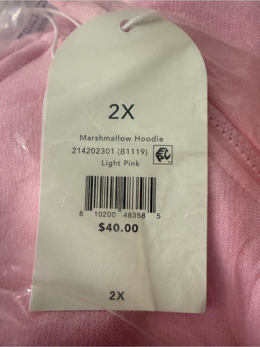 Blogilates Marshmallow Hoodie Women’s in Light Pink Hooded Zip Sweatshirt - Picture 7 of 7